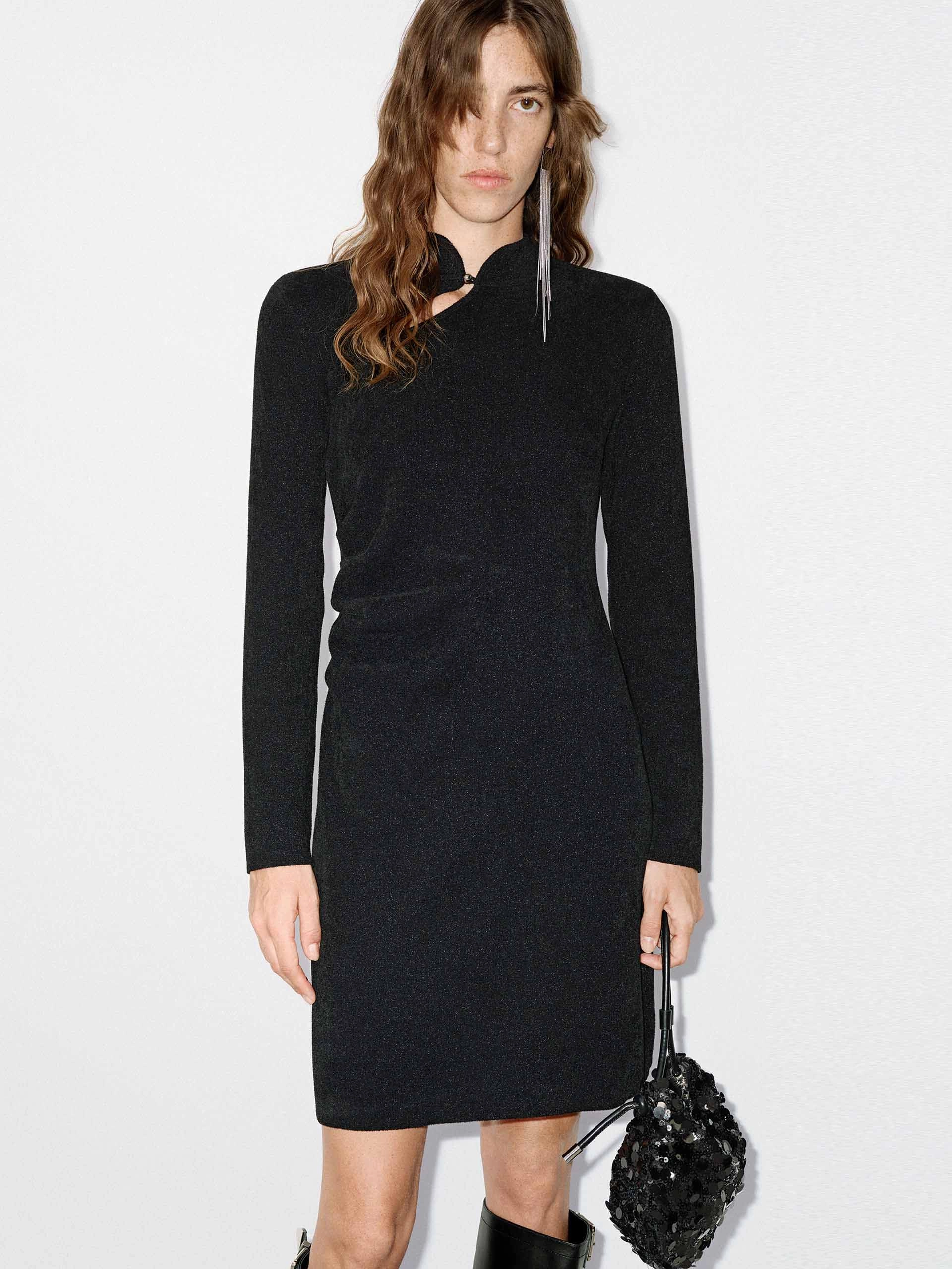 Side Pleated Mini Dress Layered Comfort
