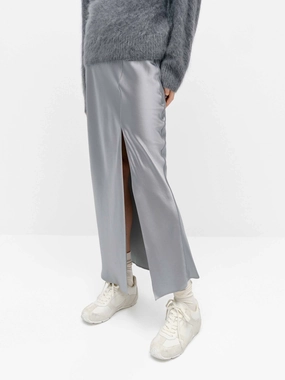ResilientElasticBand Urban Edge Side Slit Satin Skirt