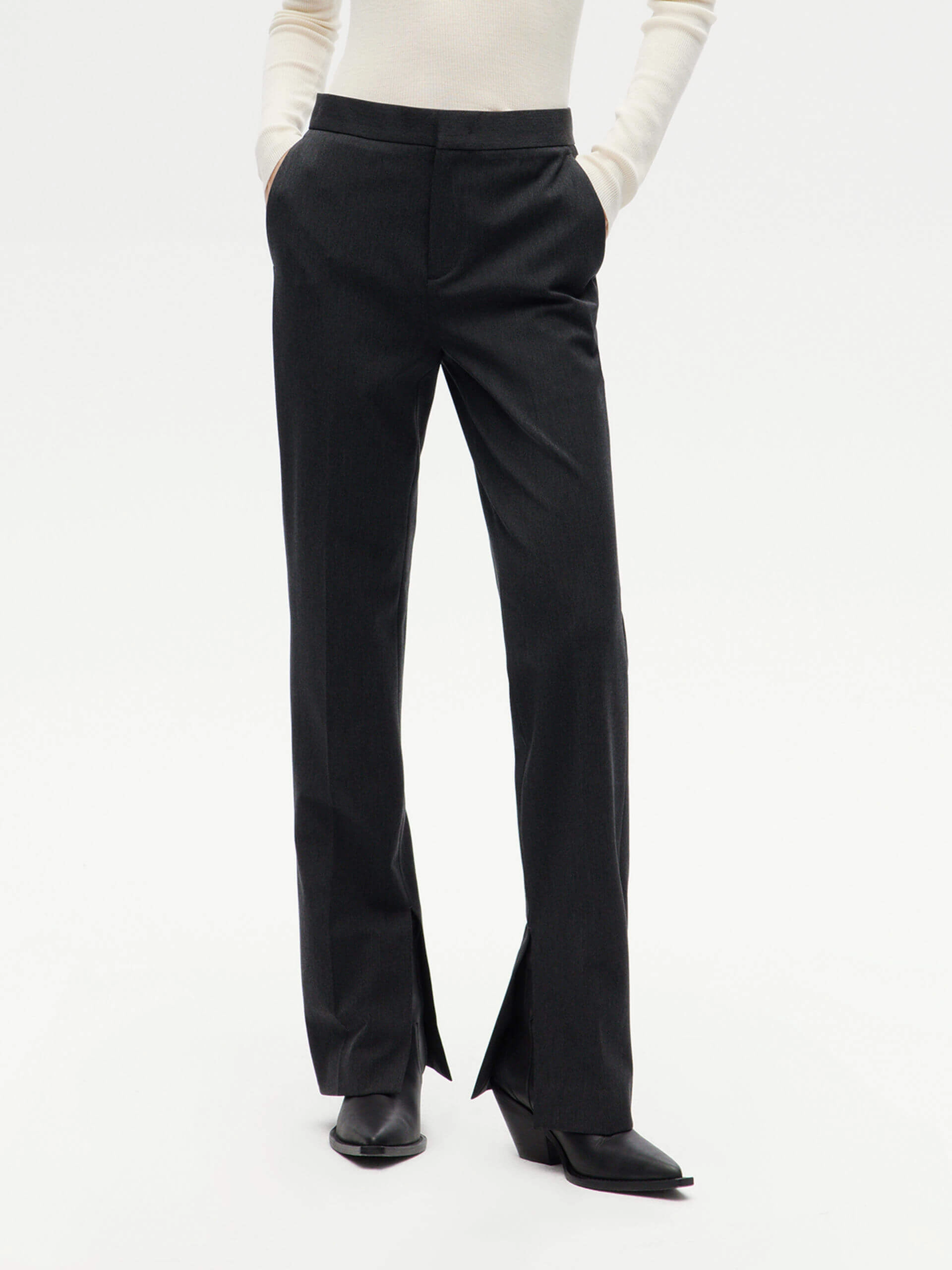 No Ride Up Design Rugged Fit Side Slit Tailored Pants