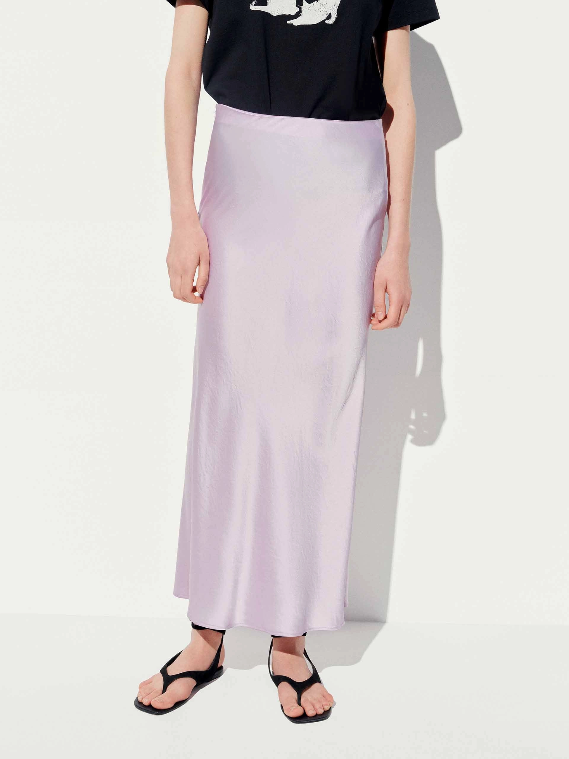 Sophisticated Look Side Zipper Satin Skirt