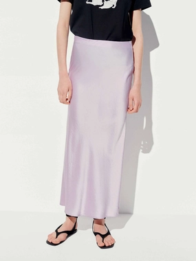 Sophisticated Look Side Zipper Satin Skirt