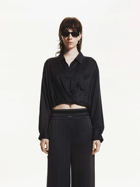 Moisture Wicking Technology Silk Blend Cropped Shirt