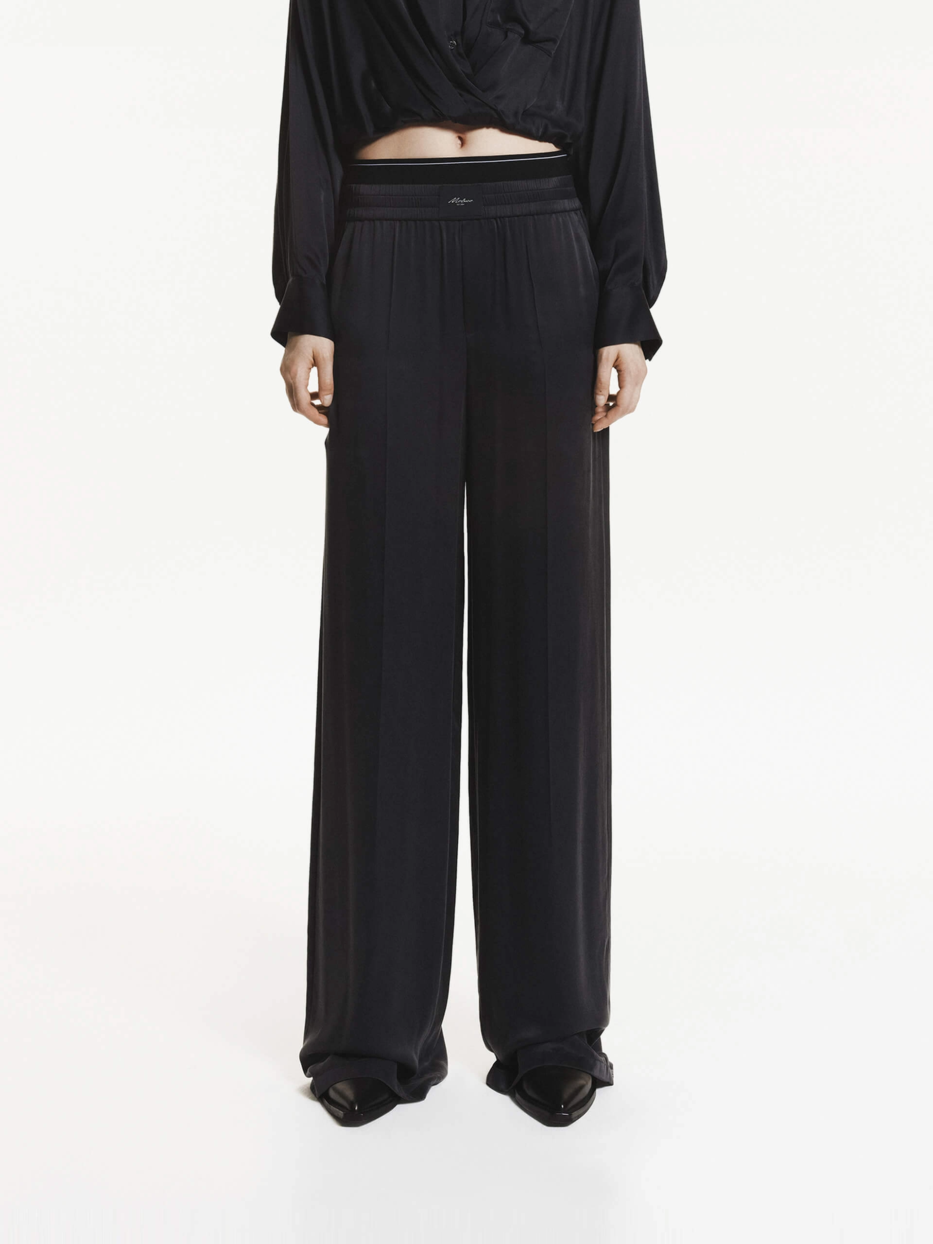 Light Waist Silk Blend Elastic Pants