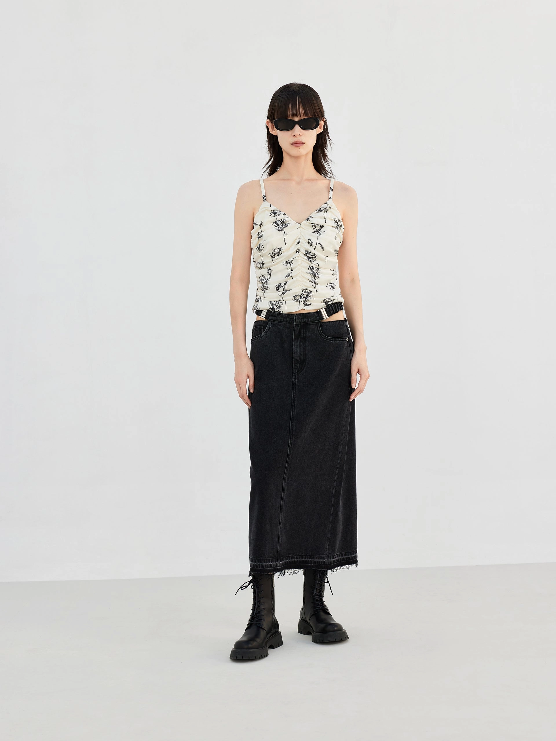 Silk Blend Floral Print Cami Top UV Protection ThermalInsulation