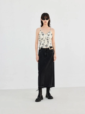 Silk Blend Floral Print Cami Top Stretchy Top Summer Blouse