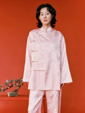 Silk Blend Jacquard Coat Chic Urban Practical Design