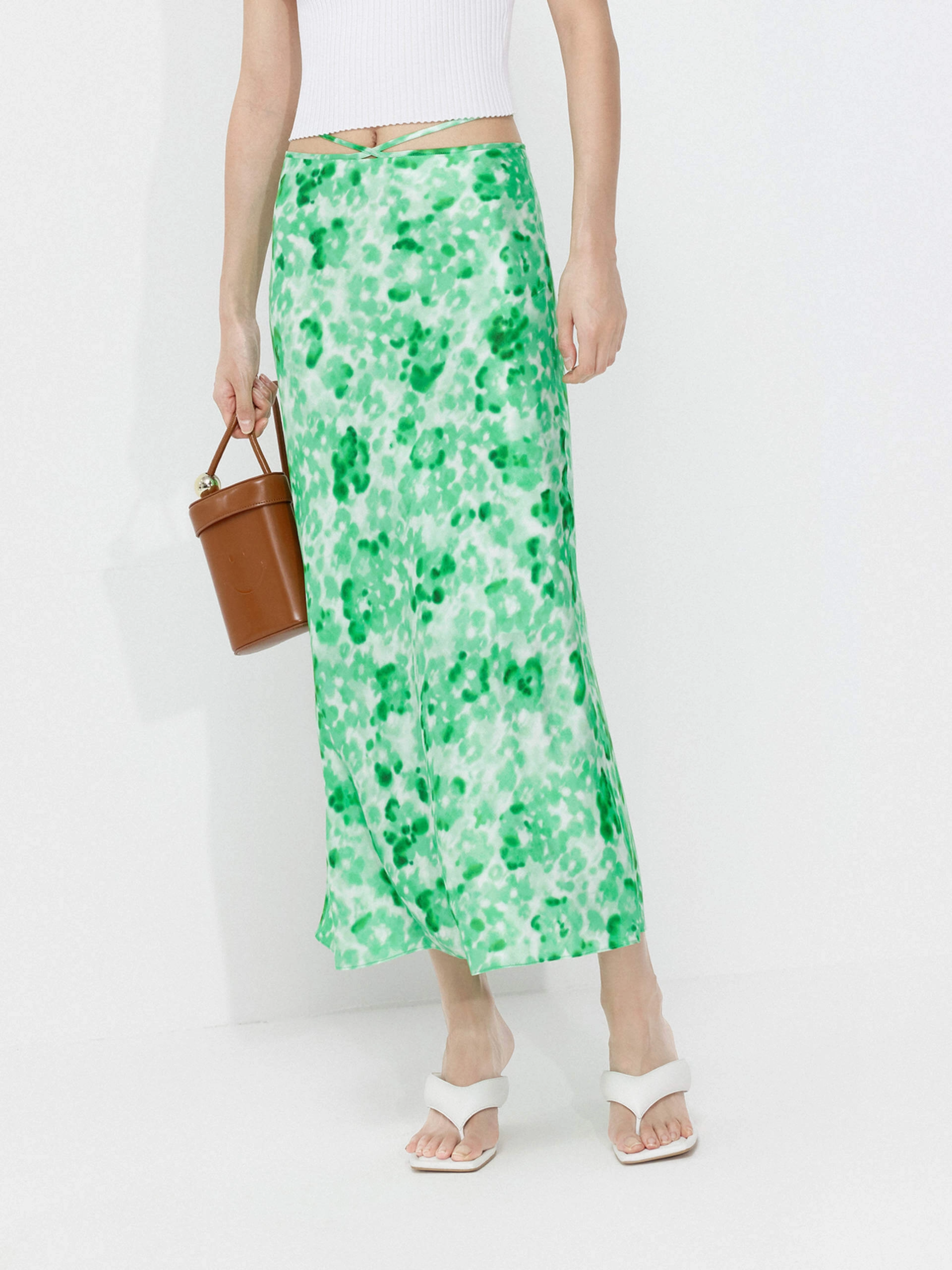 Ready For Action Loose cut Silk Blend Printed Skirt
