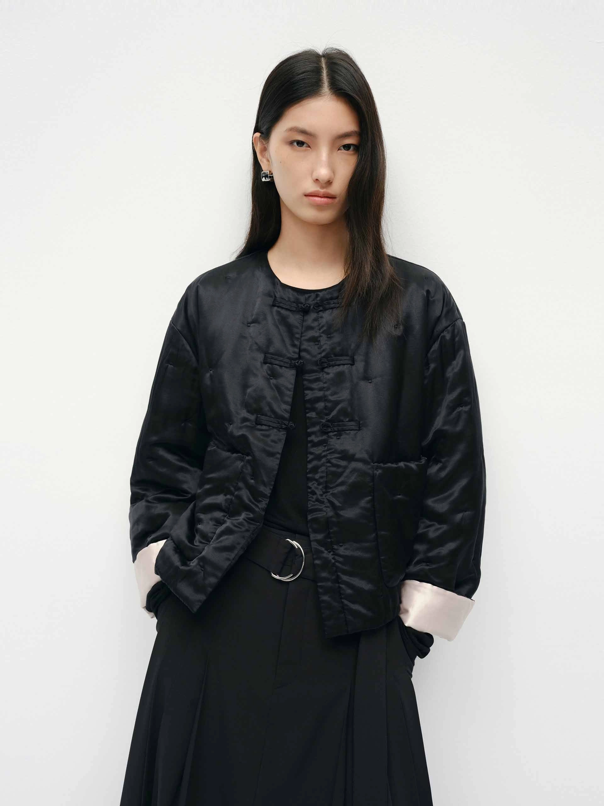Heat Retention Lining Silk Blend Quilted Coat