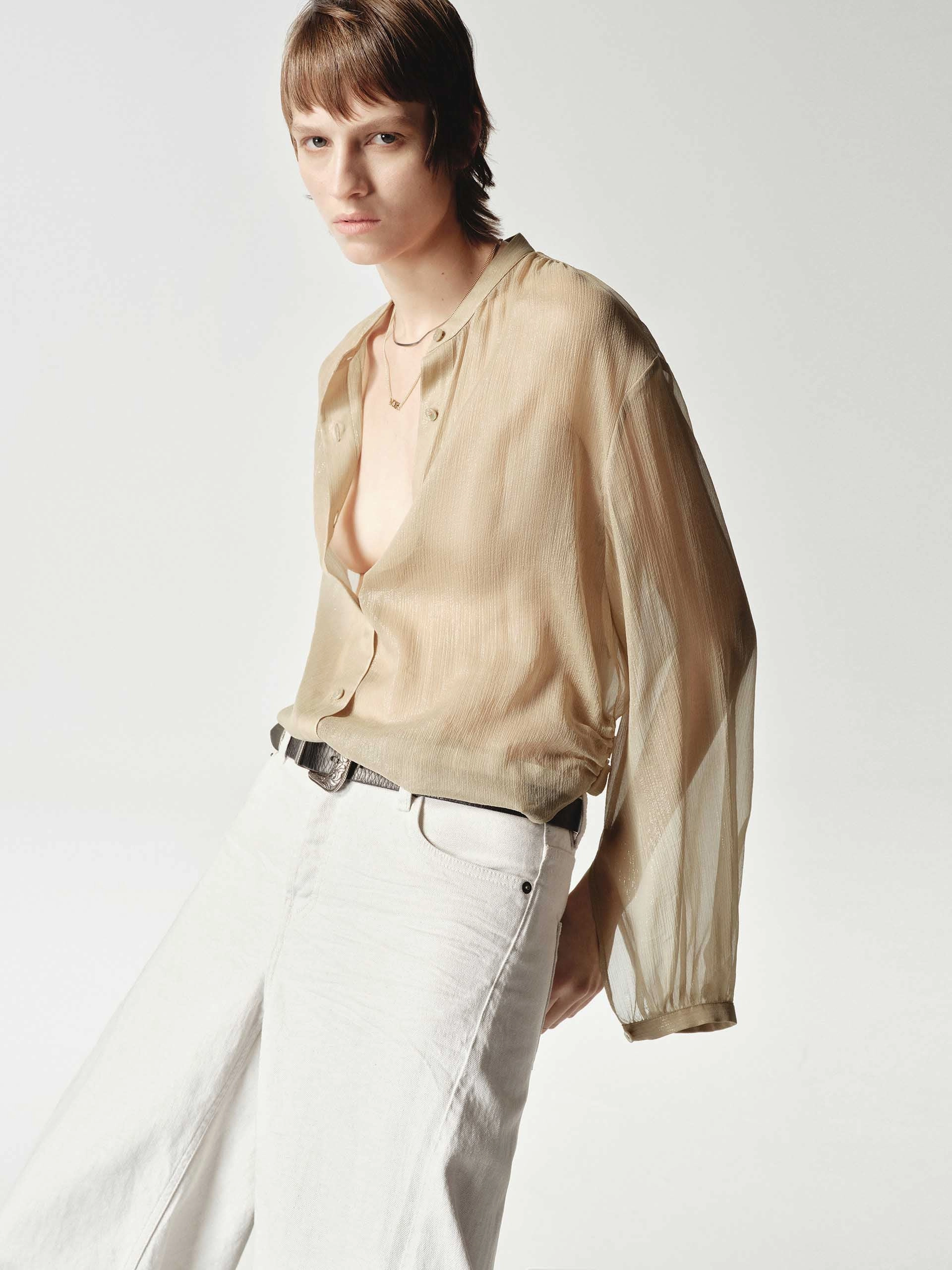 Silk Blend Sheer Tie Blouse QuickPackFoldableDesign