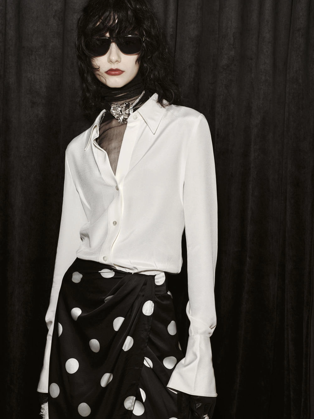 Printed T-shirt Silk Blend Slim Shirt