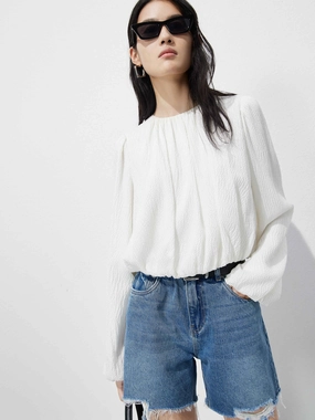 Classic Hoodie Silk Texture Crop Top