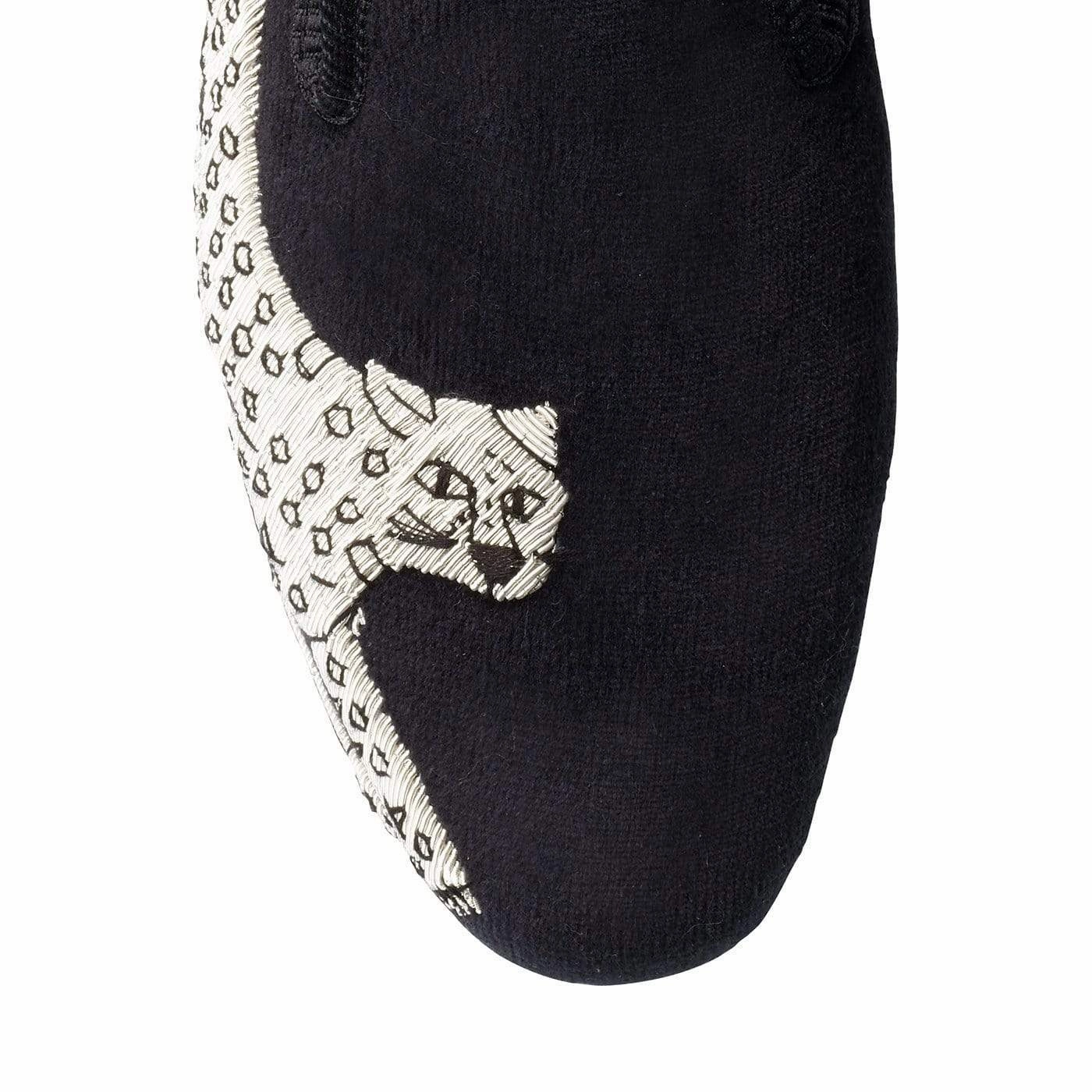 Silver Leopard Black Velvet Slip On Closure quick dry
