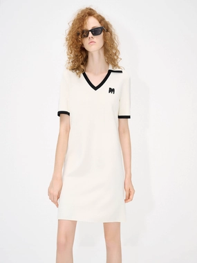 Feminine Vibe Polo Collar Contrast Dress