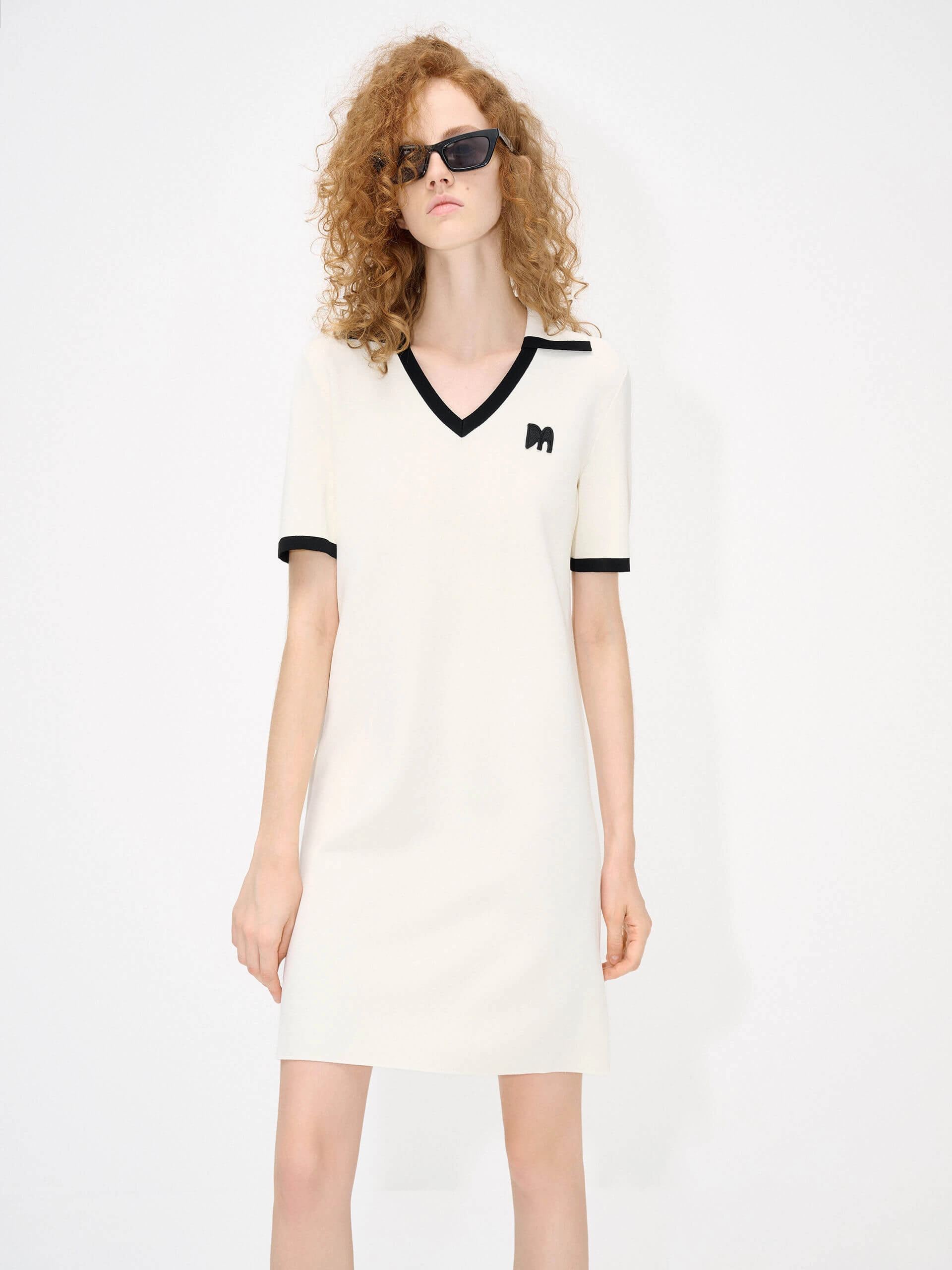 Feminine Vibe Polo Collar Contrast Dress