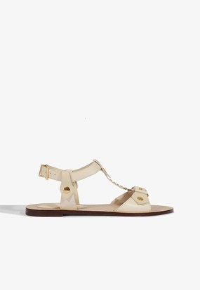 Stevie White Leather Flat Sandal Trendy Walk
