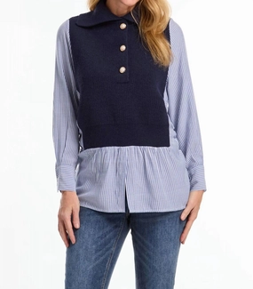 Mix Media Sweater In Navy Trendy Winter