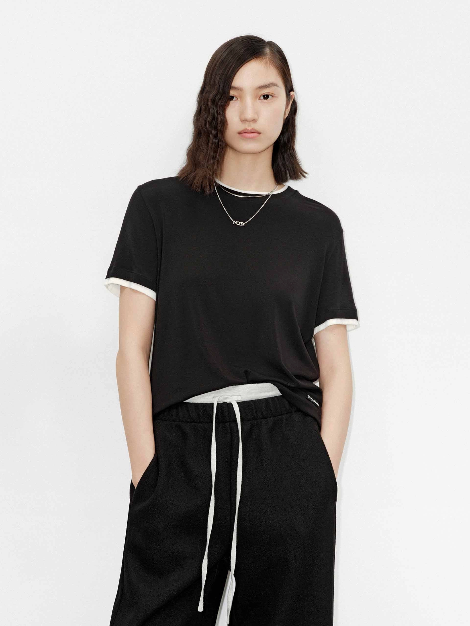 NonIronTechnology Contrast Trim Regular T-shirt