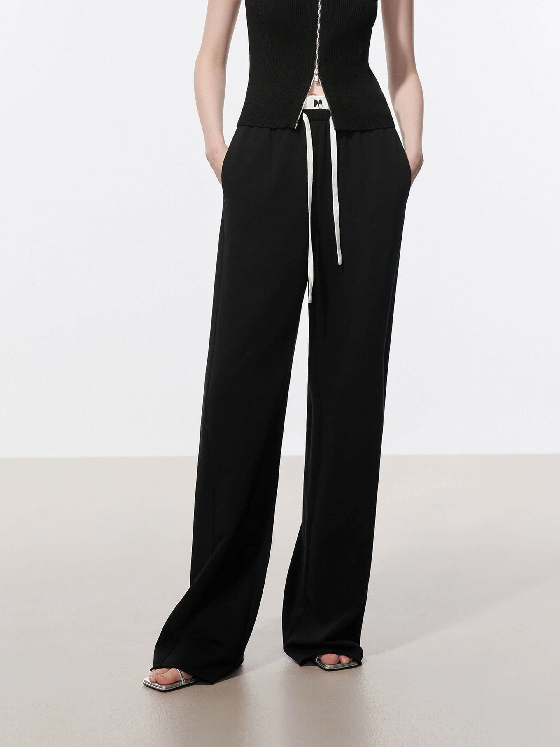 Soft Brushed Lining Active Layer Cotton Contrast Waist Pants