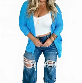 Anti Static Finish Cold Weather Look Lola Classic One Size Cardigan In Neon Blue