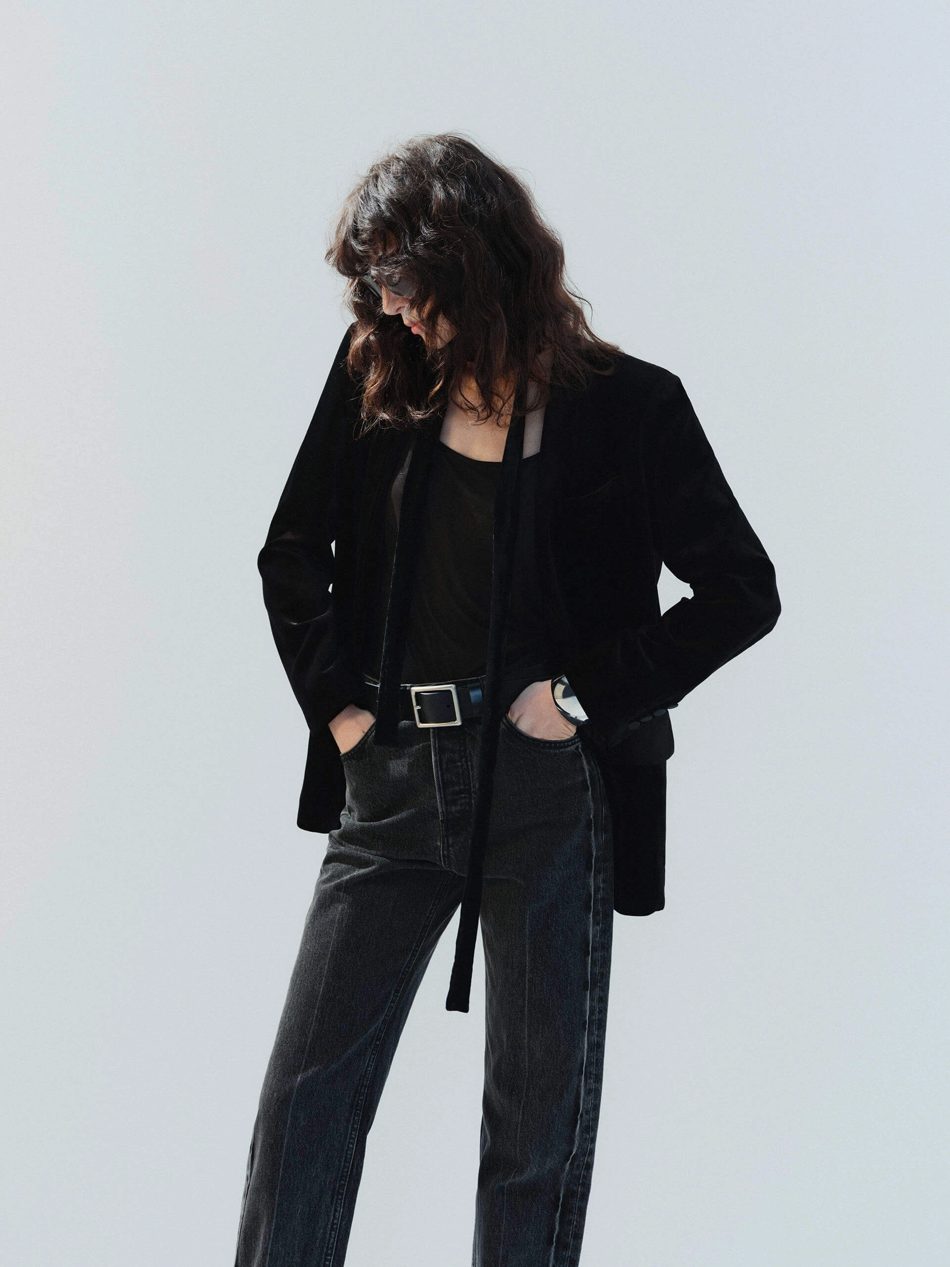 Single Breasted Velvet Blazer Classic Style
