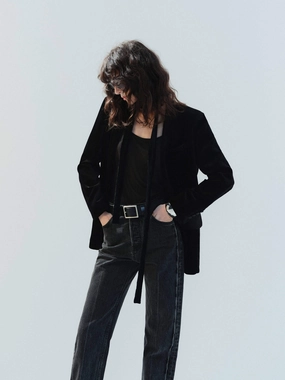 Single Breasted Velvet Blazer Quick Drying Breathable City Style