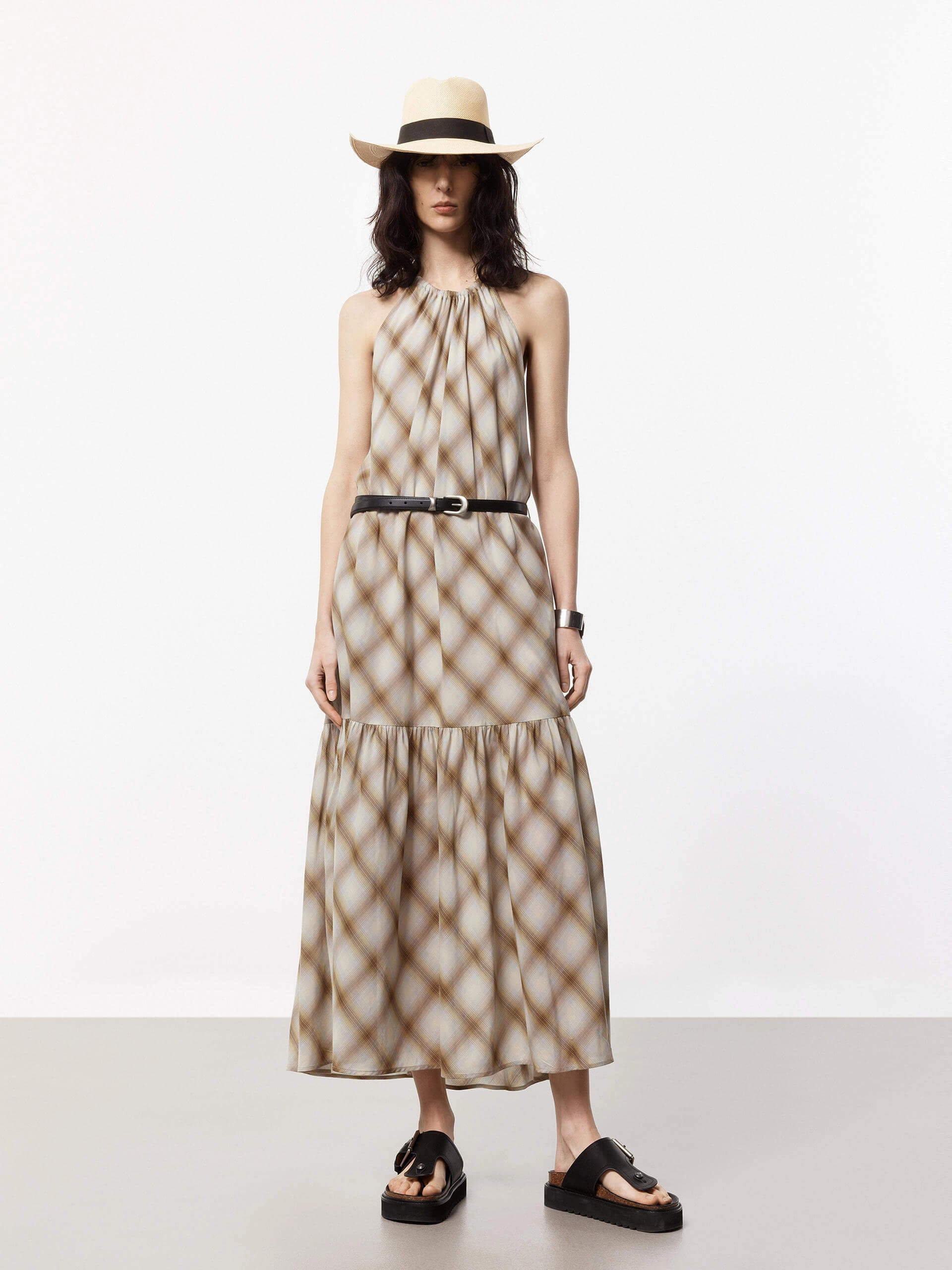 Movement Feel Long Line Plaid Dress