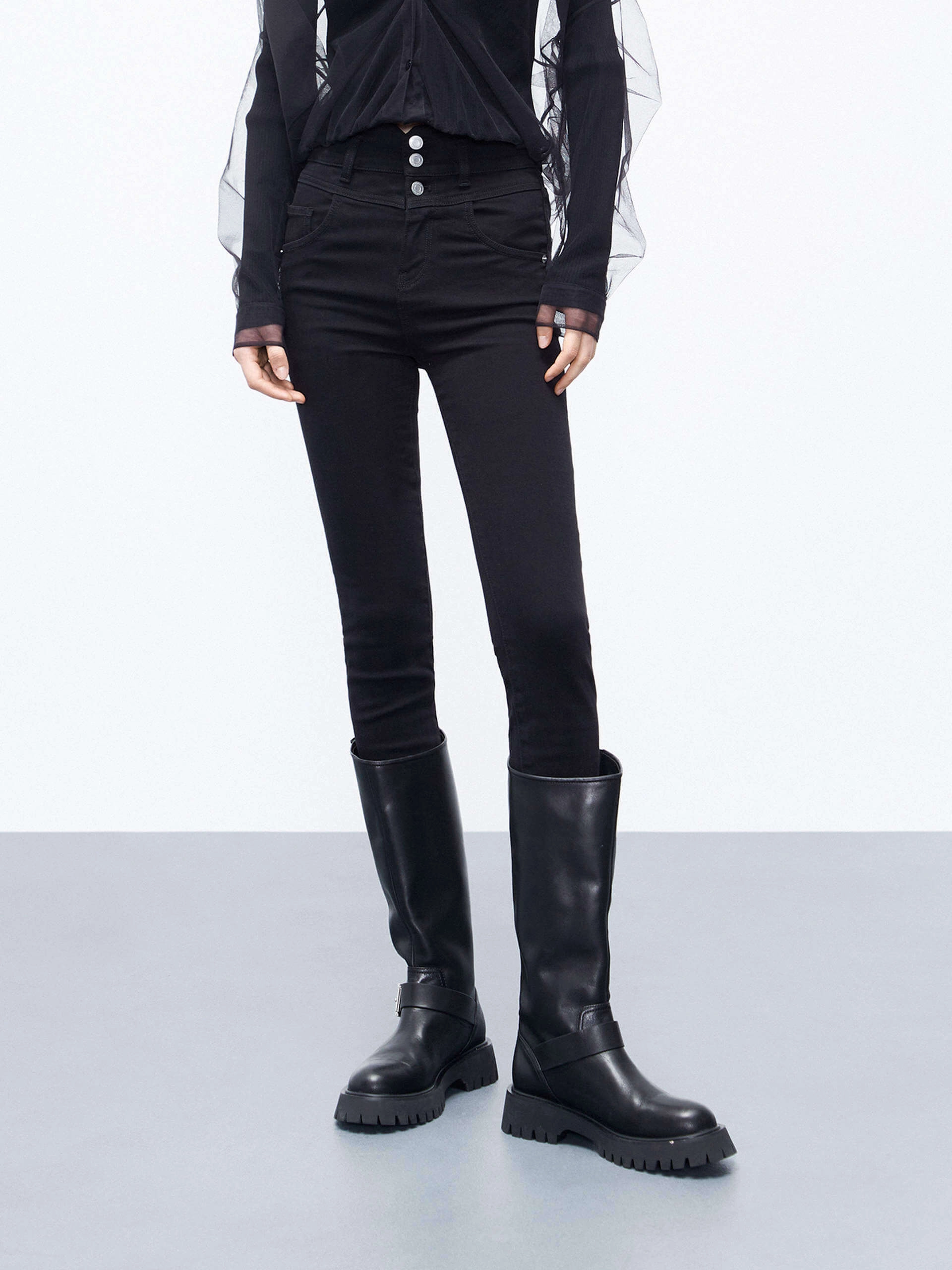 Daily Wear Festival Outfit Durable Build Skinny High Waist Stretch Jeans