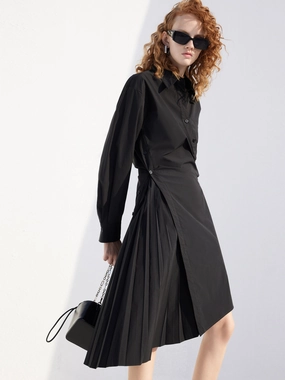 Fashion Mix Sleek Fit Slant Placket Shirt Dress