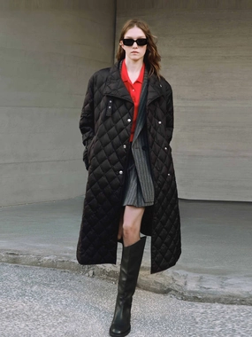 Eco Friendly Padding Lightweight Design Long Quilted Down Coat