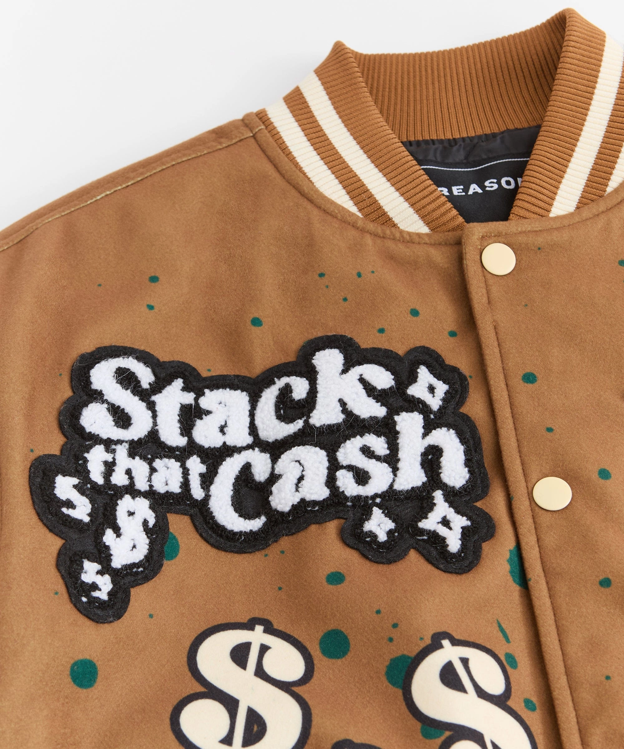 Cash Chenille Patched Varsity Jacket - Brown AbrasionResistantSurface Flexible Joint Mobility