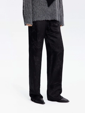 Travel Style Soft and Light Silk Blend Jacquard Pants