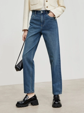 High Waist Straight Cotton Jeans Workday Outfit