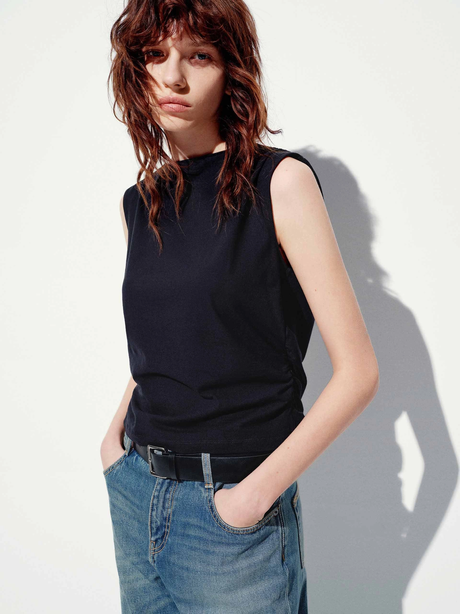 Sleeveless Cotton Blouse NonRestrictive MoistureWicking Fabric