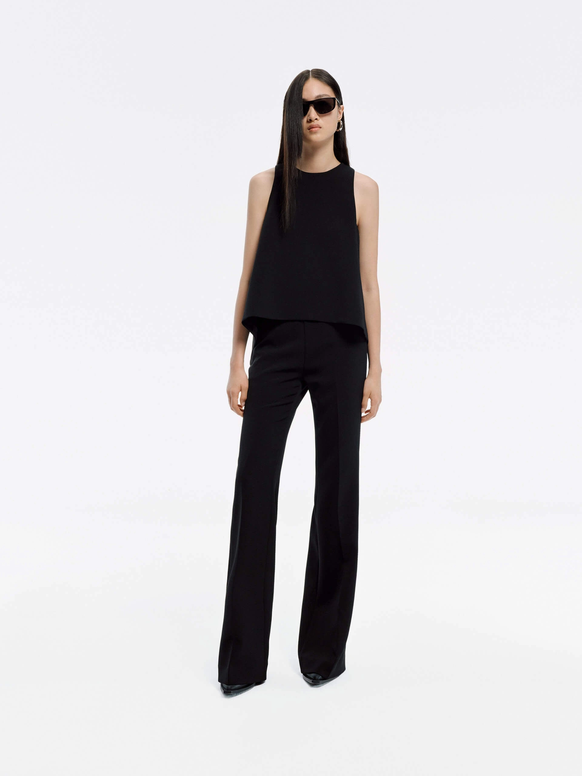 Flattering Comfort Ultra Soft Texture Sleeveless Flared Jumpsuit