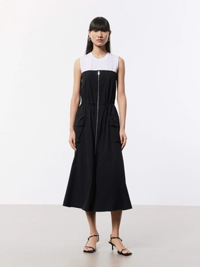 Beaded-Edge Sleeveless Midi Dress
