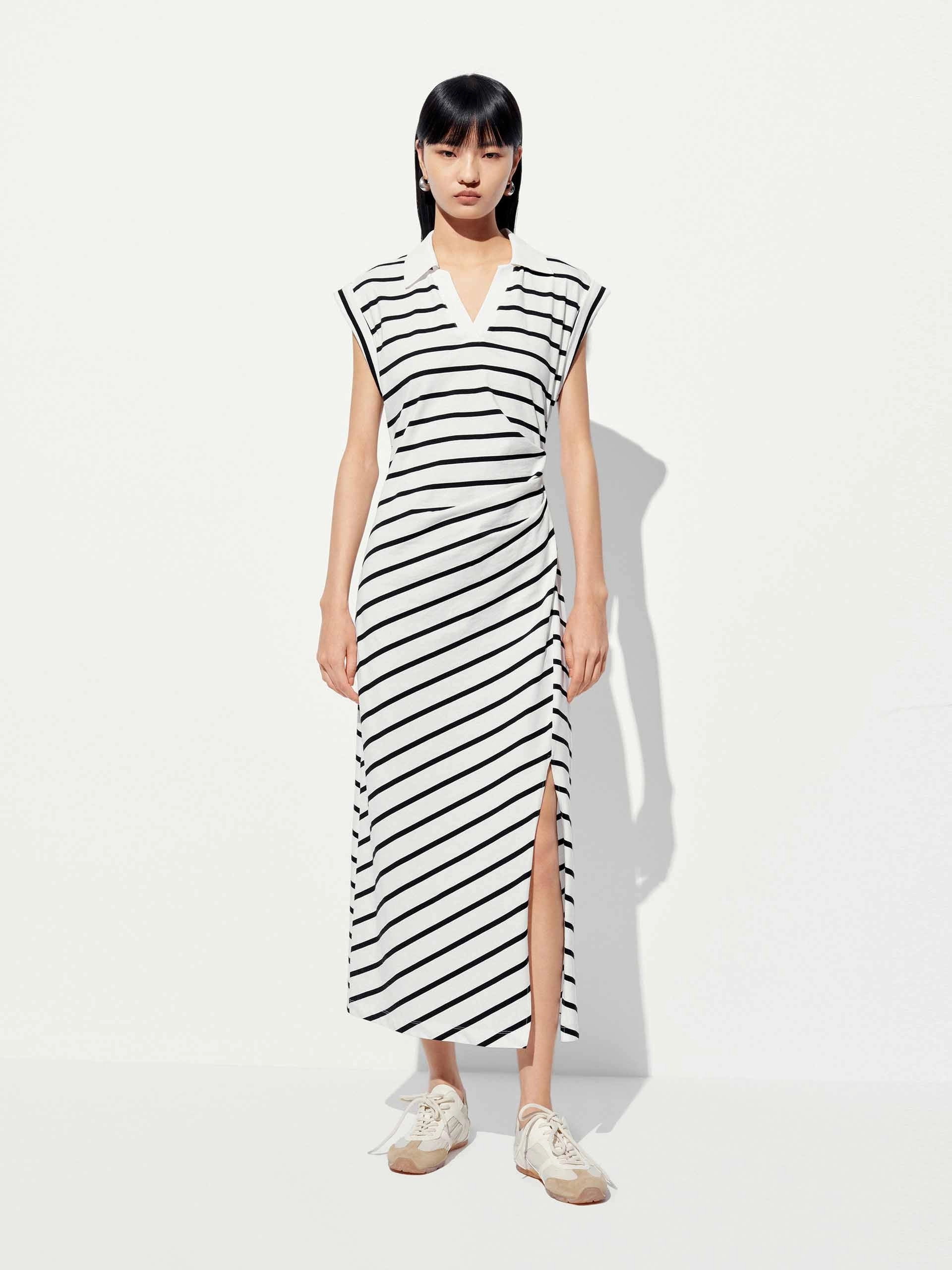 Trend Movement Sleeveless Striped Midi Dress