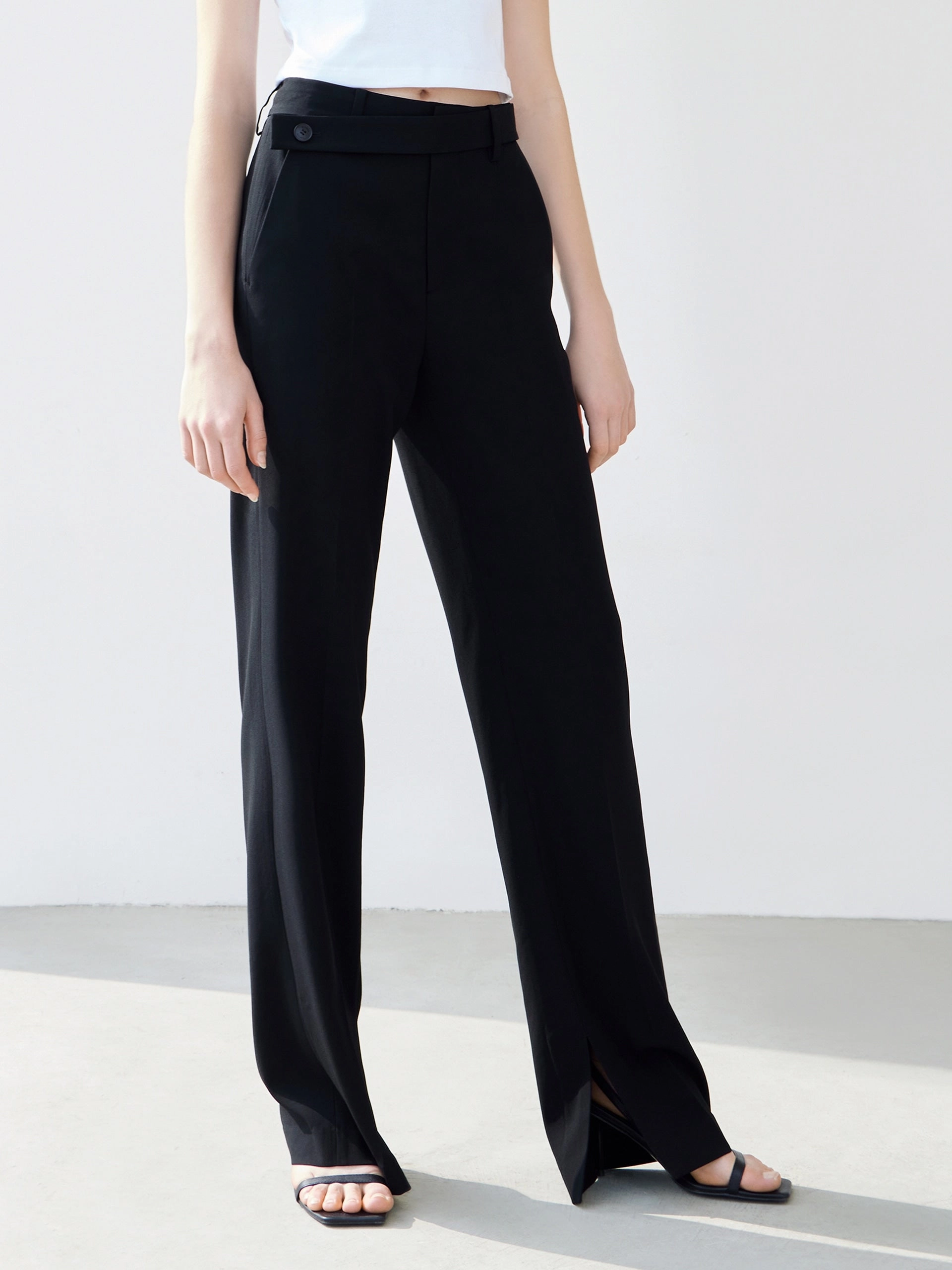 Formal Look Perfect Pair Slide Slits Straight Pants
