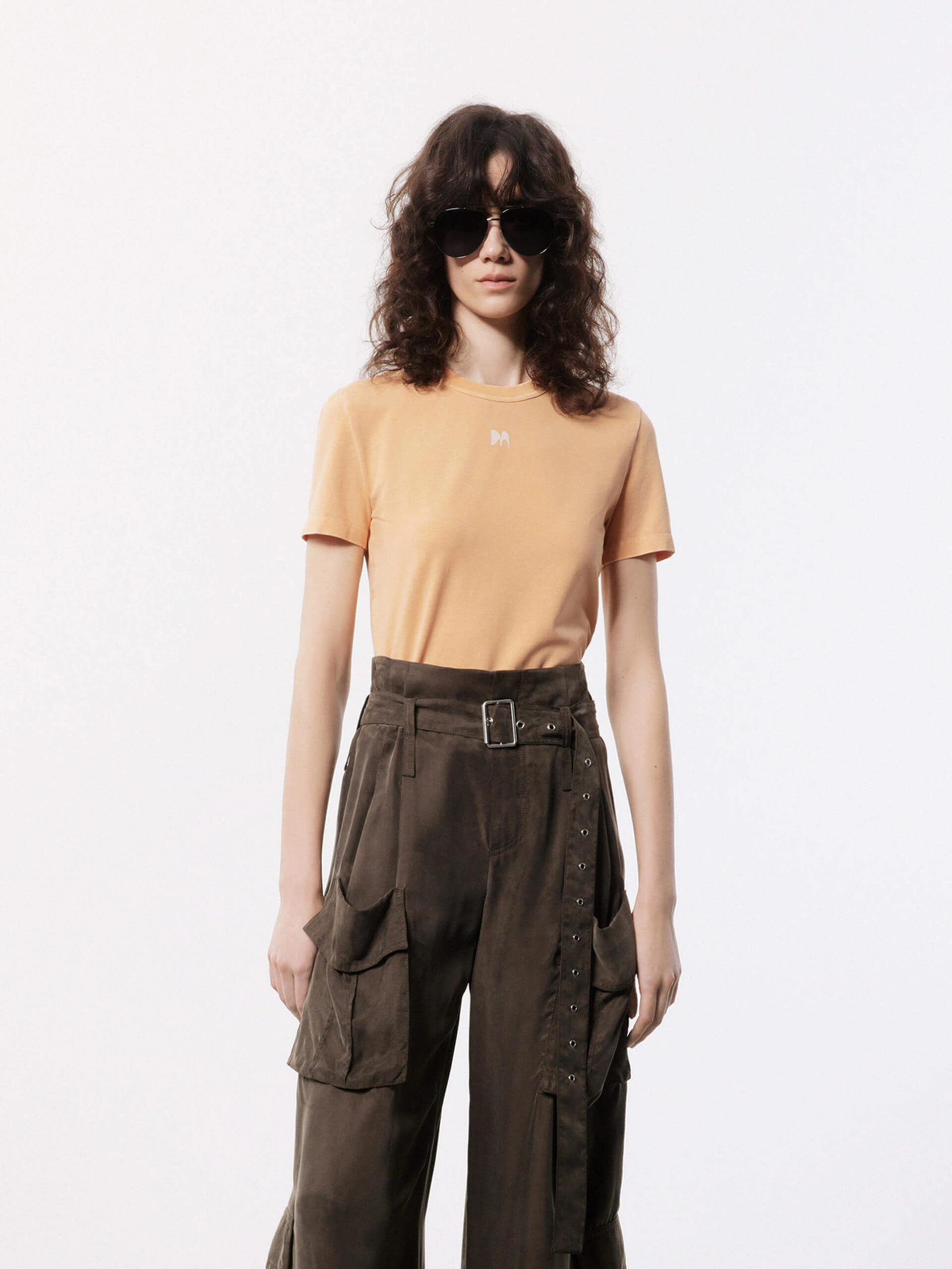 Layered Hem Design EcoConscious Processing Slim Fit Cotton T-shirt
