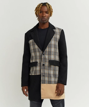 Bonded Collars Lumberjack Color Block Plaid Overcoat