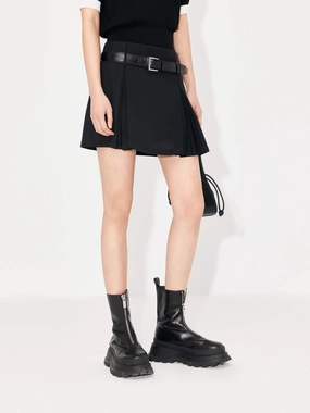Casual Wear Dark wash Pleated A-line Skirt