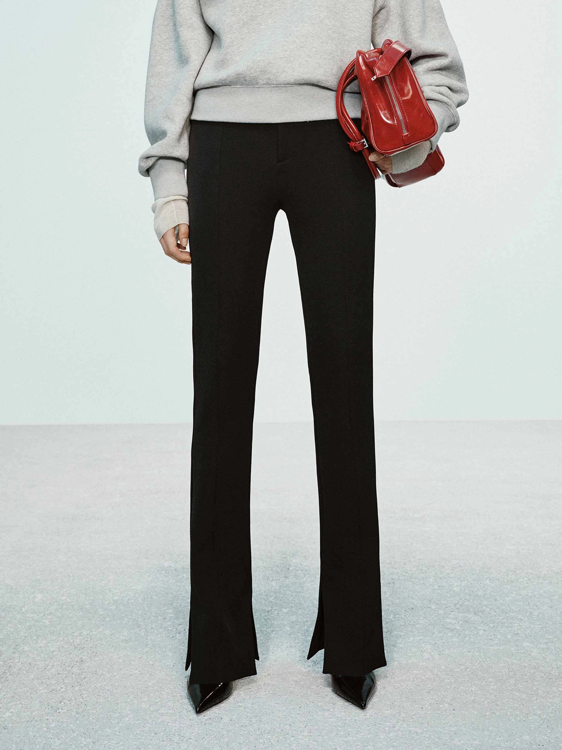 Slit Hem Straight Pants Active Design Wear