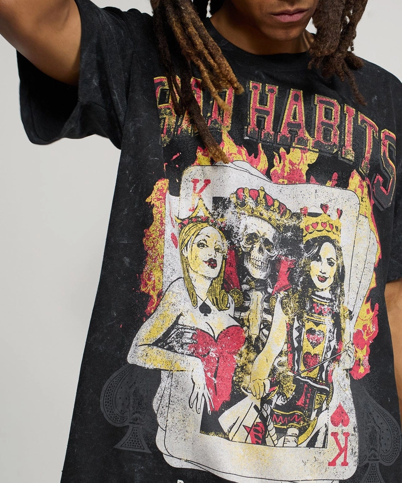 Bad Habits Washed Short Sleeve Tee - Black Midweight Texture Active Tee