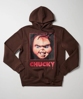 Chucky Graphic Print Hoodie - Brown LightReflectiveTrim HypoallergenicMaterial