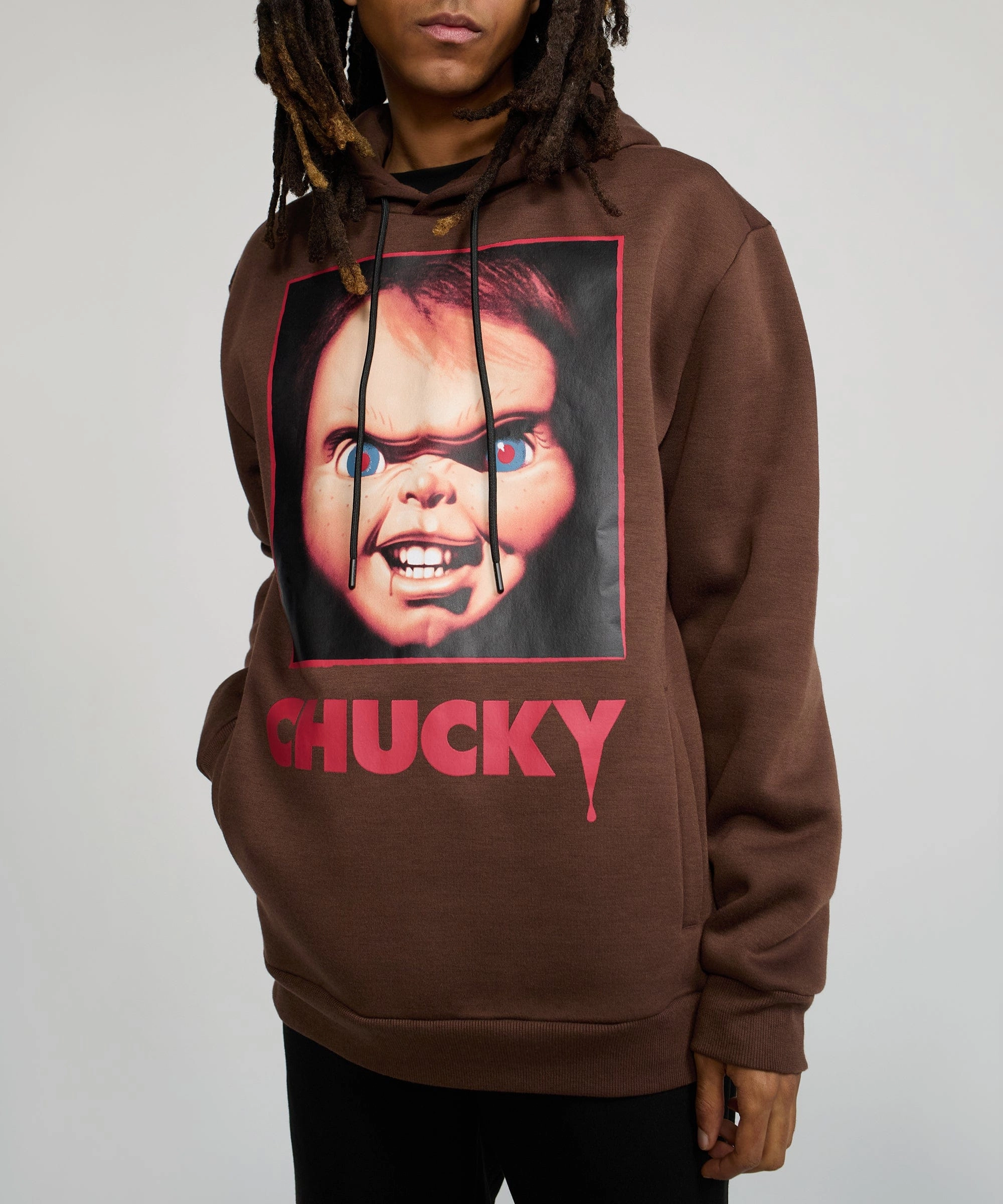 Chucky Graphic Print Hoodie - Brown Street Style ThermalLining