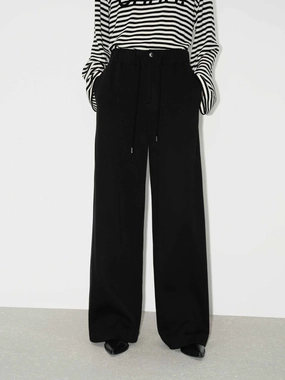 HighRiseWaistband Straight Leg Cotton Pants