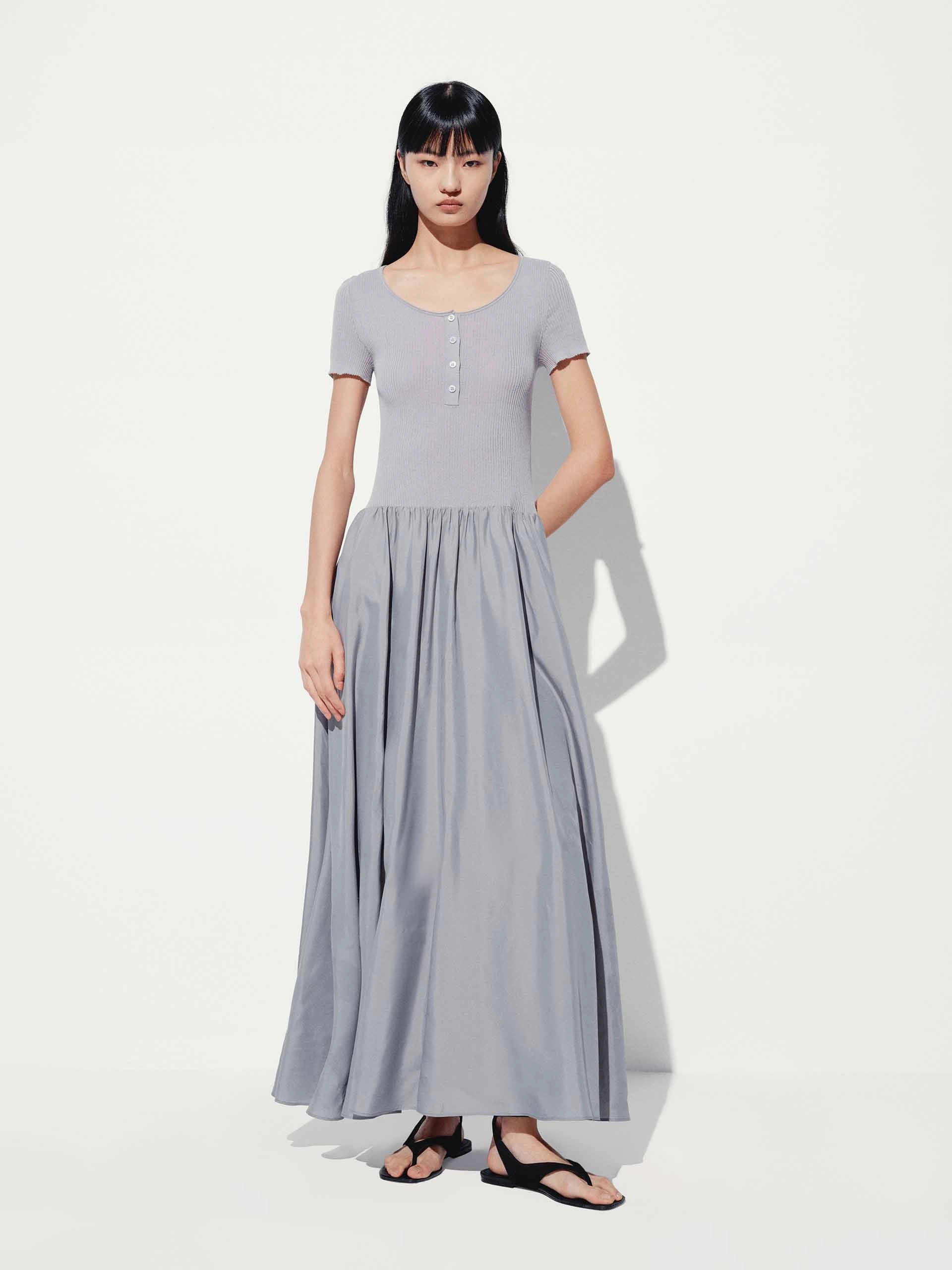 Paneled Short Sleeves Dress Fashion Option