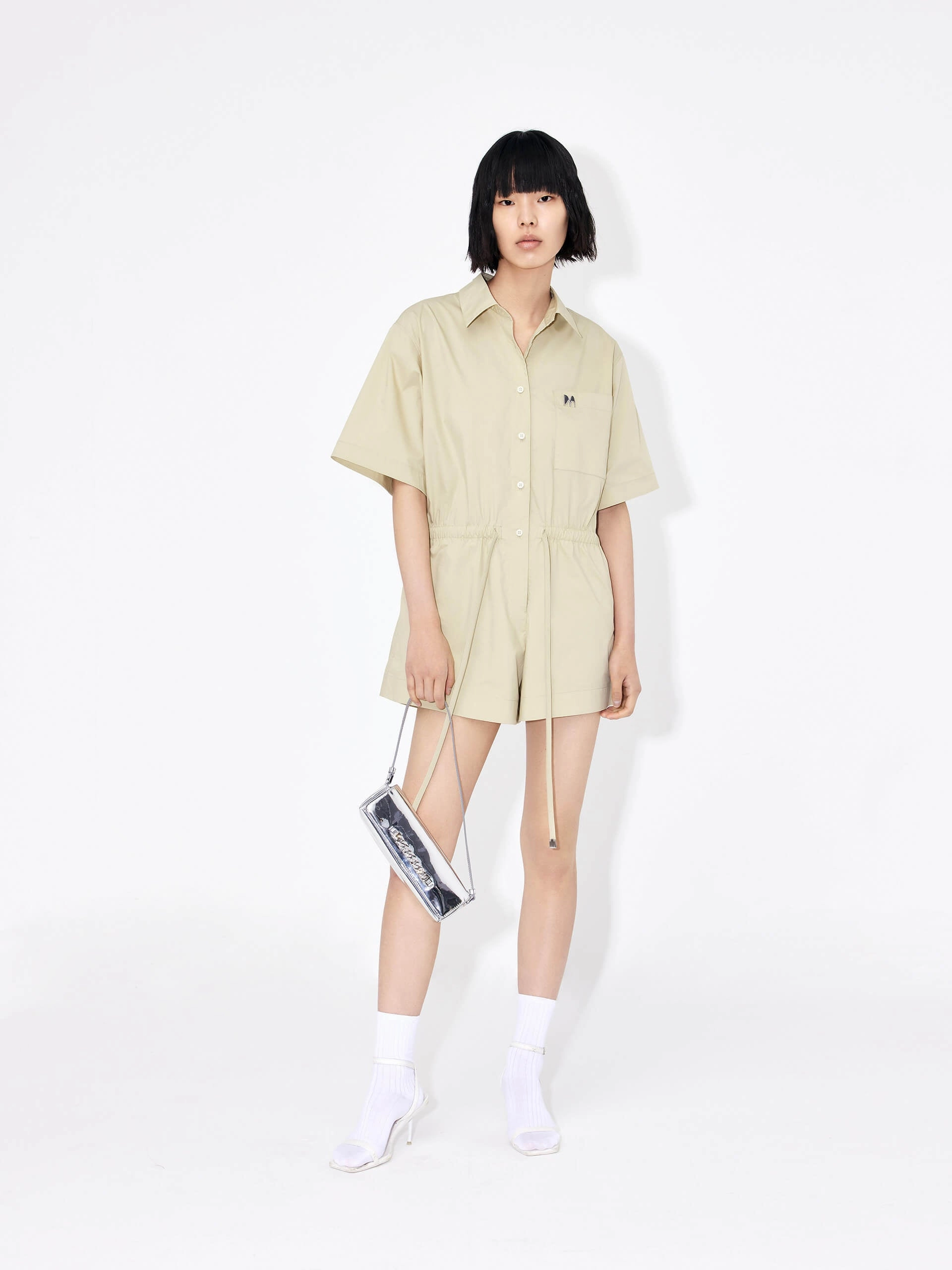 OdorResistant Ergonomic Cut Drawstring Waist Romper