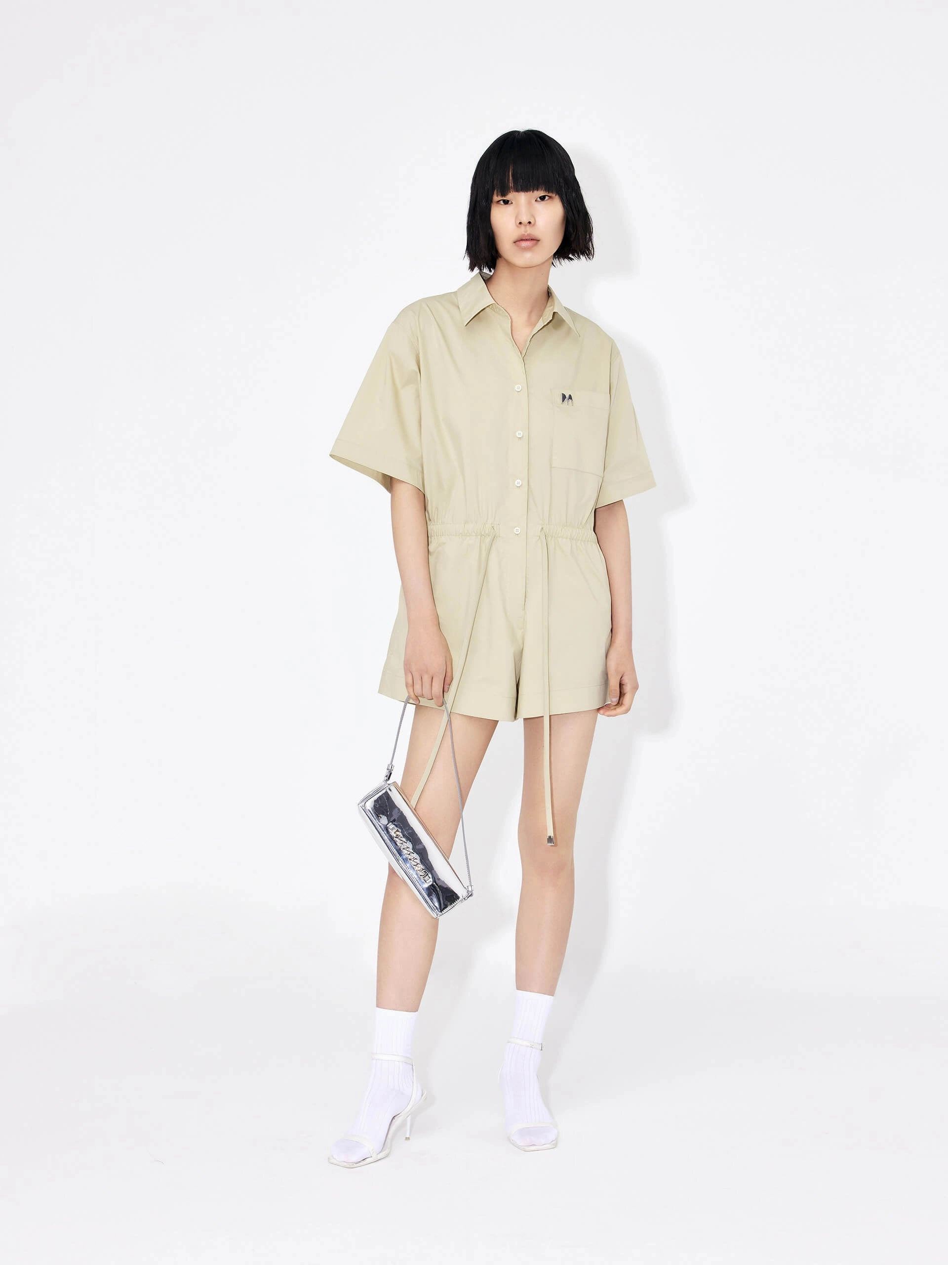 Tailored Fit Drawstring Waist Romper