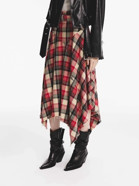 Asymmetrical Hem Plaid Skirt UVProtectionCoating stain resistant coating