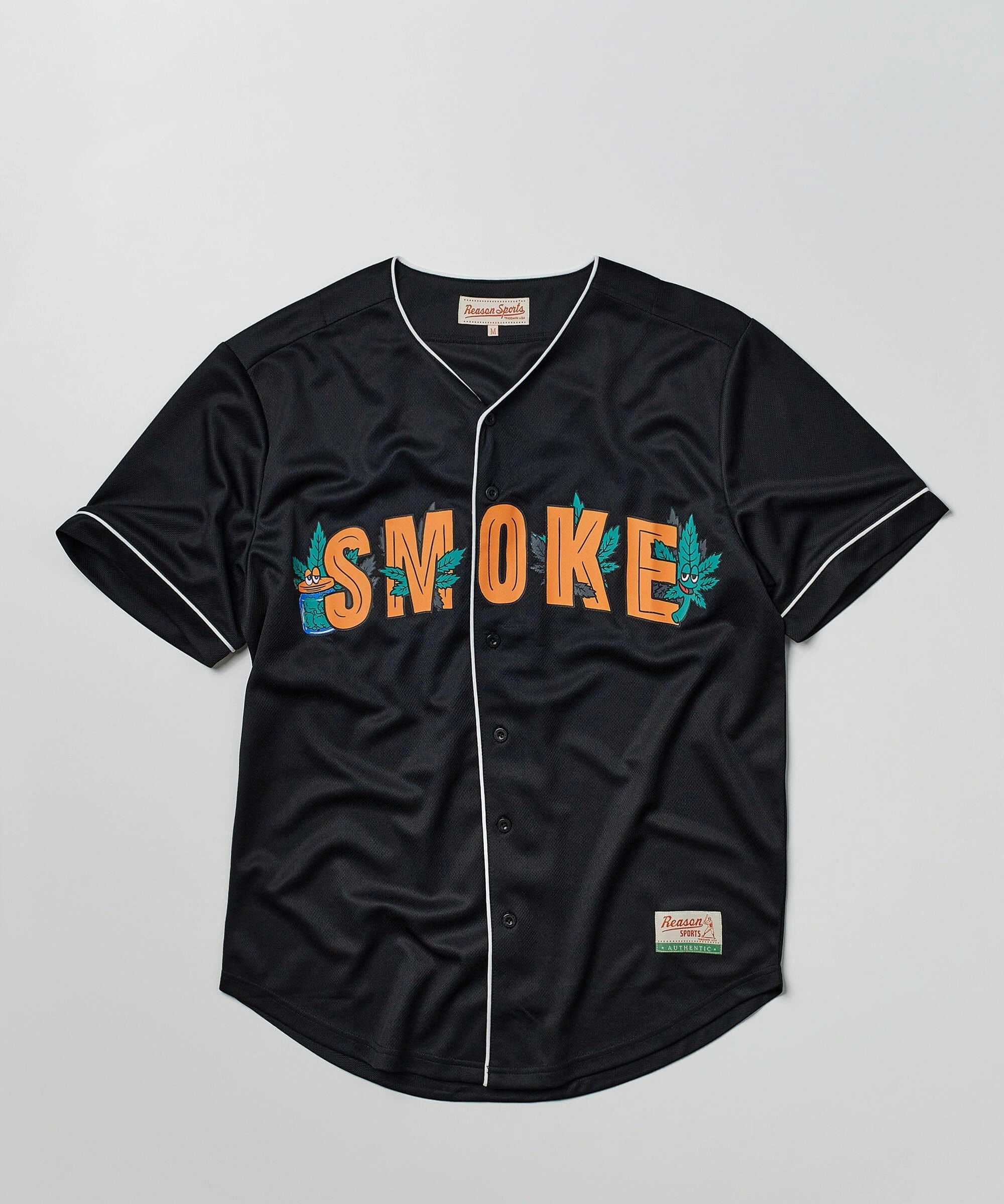 Smoke Baseball Jersey - Black Warm Fabric Eco Friendly Fabric